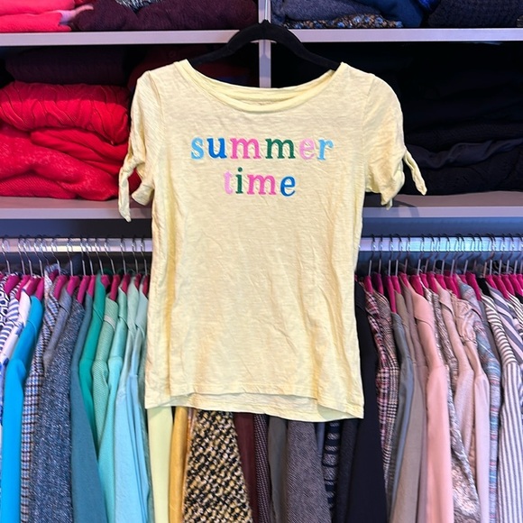 Talbots yellow “summer time” short sleeve scoop neck top size XS​ - Picture 1 of 3